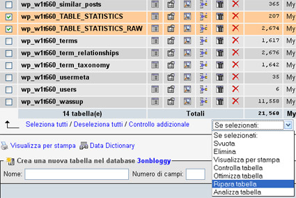 Plugin Statistiche Wordpress CyStats Riparare Tabelle Danneggiate