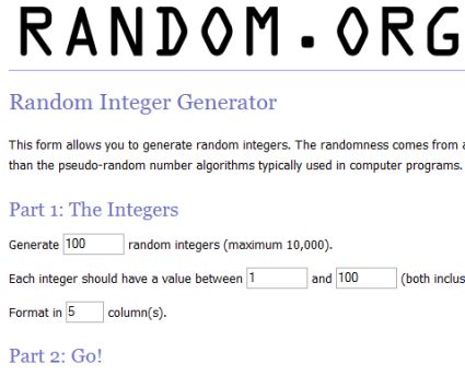 Random.org Generatore Casuale Numeri Interi Random.org Generatore Casuale Numeri Interi