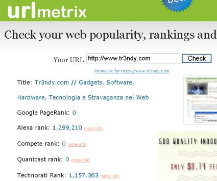 urlmetrix Controlla la Popolarità del tuo Blog su Internet