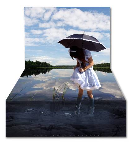 20 Spettacolari creazioni fotografiche OOB (Out of Bounds) - Ragazza in riva al Lago OOB
