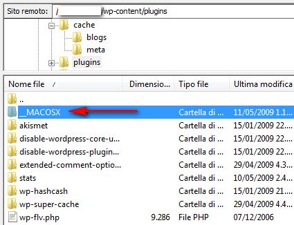 Errore e Warning: include_once plugin __MACOSX failed to open stream in alcuni plugin WordPress