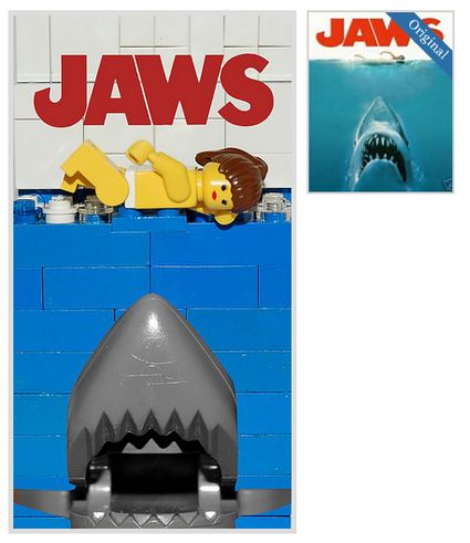 21 Fantastiche Locadine di film ricreate con le LEGO - lo Squalo LEGO