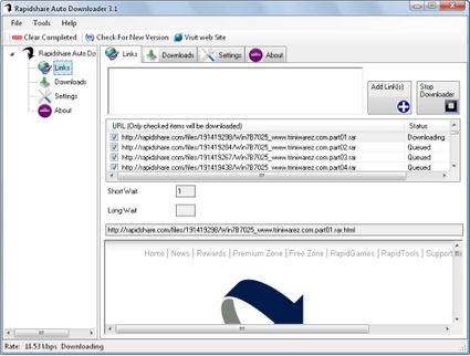 5 Ottimi Download Manager per scaricare file da Rapidshare - Rapidshare Auto Downloader RAD