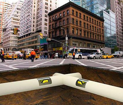 Talpe robotiche per spedizioni e consegne sotterranee - Spaccato e sezione terreno