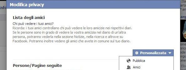 Nascondere la lista amici su Facebook