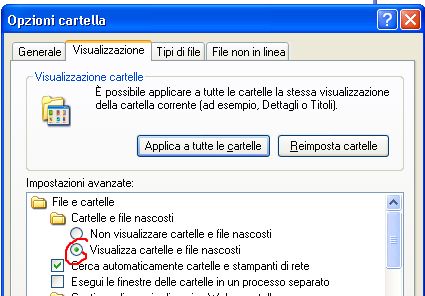 Visualizzare Cartelle e File Nascosti