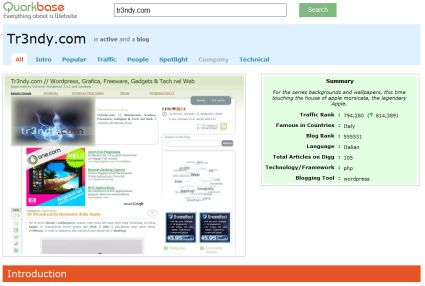 QuarkBase per valutare l'importanza e la popolarità di un Blog